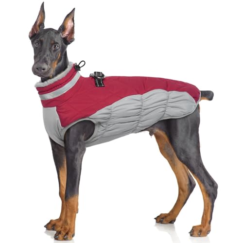 Hjumarayan Hundemantel Grosse Hunde - Hundemantel Winter Wintermantel Hund mit Geschirr Hundejacke Wasserdicht Hunde Mantel Gefüttert, Outdoor Hundemantel Hunter Labrador (Rose 3XL) von Hjumarayan