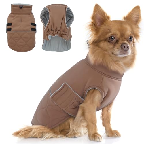 Hjumarayan Wintermantel Hund Klein, Hundemantel für Kleine Hunde Winterjacke Hund Klein Mantel Hund mit Geschirr Offnung, Hundemantel Gefüttert Hund Wintermantel Chihuahua Kleidung, Braun XS Hjumarayan Wintermantel Hund Klein, Hundemantel für Kleine Hunde Winterjacke Hund Klein Mantel Hund mit Geschirr Offnung, Hundemantel Gefüttert Hund Wintermantel Chihuahua Kleidung, Braun XS von Hjumarayan