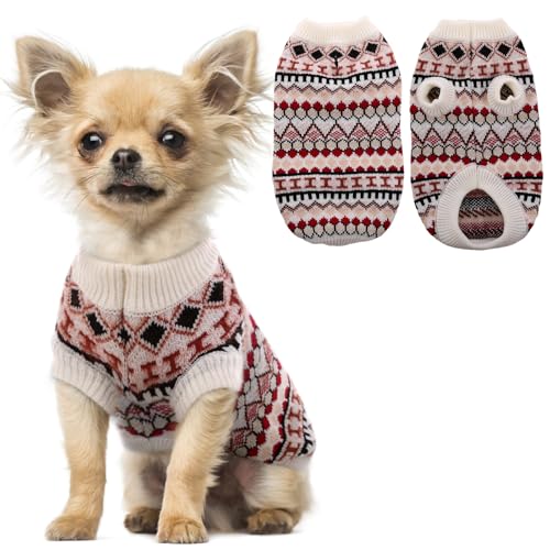 Hjumarayan Hundepullover - Boho Hundepullover Kleine Hunde Weihnachtspullover Hund Schöne Hunde Pullover, Dicken Hundepulli Hunde Pullis, Hundepullover Französische Bulldogge Chihuahua (Rot S) von Hjumarayan