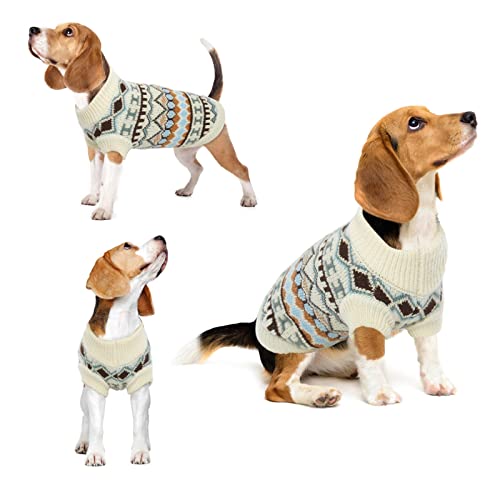 Hjumarayan Hundepullover - Boho Hundepullover Mittelgroße Hunde Weihnachtspullover Hund Schöne Hunde Pullover, Dicken Hundepulli Hunde Pullis, Hundepullover Französische Bulldogge (Weiß L) von Hjumarayan