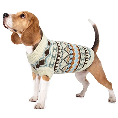 Hjumarayan Hundepullover - Boho Hundepullover Kleine Hunde Weihnachtspullover, Schöne Hunde Pullover mit Geschirr Öffnung, Dicken Hundepulli Chihuahua Yorkshire Jack Russell Pullis (Weiß M) von Hjumarayan