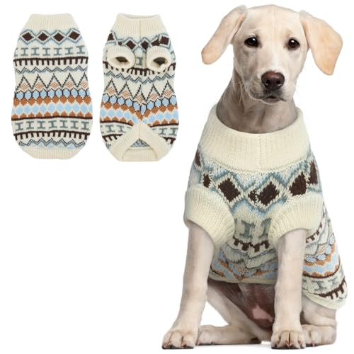 Hjumarayan Hundepullover - Boho Hundepullover Mittelgroße Hunde Weihnachtspullover Hund Schöne Hunde Pullover, Dicken Hundepulli Hunde Pullis, Hundepullover Französische Bulldogge (Weiß XL) von Hjumarayan