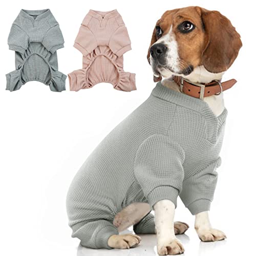 Hunde Kleidung Kleine Mittelgroße Große Hunde Jacke, Warm Hundeoverall mit Beinen, Schöne Hunde Schlafanzug Hund Beruhigungsweste Hunde Erholungsanzug für hundebody nach Op, Grau, L von Hjumarayan