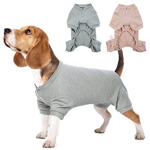 Hunde Kleidung Kleine Mittelgroße Große Hunde Jacke, Warm Hundeoverall mit Beinen, Schöne Hunde Schlafanzug Hund Beruhigungsweste Hunde Erholungsanzug für hundebody nach Op, Grau, XS von Hjumarayan