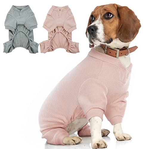 Hunde Kleidung Kleine Mittelgroße Große Hunde Jacke, Warm Hundeoverall mit Beinen, Schöne Hunde Schlafanzug Hund Beruhigungsweste Hunde Erholungsanzug für hundebody nach Op, Rosa, L von Hjumarayan