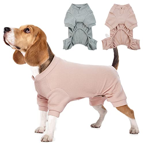 Hunde Kleidung Kleine Mittelgroße Große Hunde Jacke, Warm Hundeoverall mit Beinen, Schöne Hunde Schlafanzug Hund Beruhigungsweste Hunde Erholungsanzug für hundebody nach Op, Rosa, S von Hjumarayan