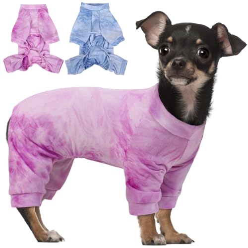 Hundeoverall mit Beinen, Warm Hunde Onesie, Soft Hund Recovey Suit für Hundebody Nach Op Kastration Winddicht Hundepullover Hund Schlafanzug Pyjama für Kleine Mittelgroße Hunde, Lila, XXS von Hjumarayan