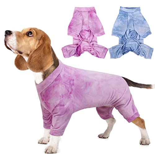 Hundeoverall mit Beinen, Warm Hunde Onesie, Soft Hund Recovey Suit für Hundebody Nach Op Kastration Winddicht Hundepullover Hund Schlafanzug Pyjama für Kleine Mittelgroße Hunde, Lila, L von Hjumarayan