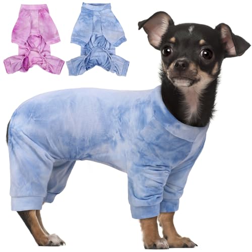 Hundeoverall mit Beinen, Warm Hunde Onesie, Soft Hund Recovey Suit für Hundebody Nach Op Kastration Winddicht Hundepullover Hund Schlafanzug Pyjama für Kleine Mittelgroße Hunde, Blau, XXS von Hjumarayan