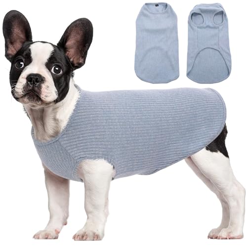 Hjumarayan Hundepullover Mittelgroße Hunde - Dünn Hunde Pullover Waschbar Hundepulli Gestreifte Hunde Shirt Elastisch Hunde Pullis, Hundepullover Fleece für Corgi Dackel (Hellblau L) von Hjumarayan