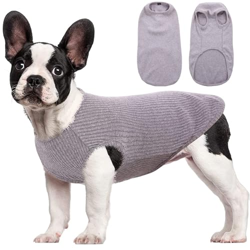 Hjumarayan Hundepullover Mittelgroße Hunde - Dünn Hunde Pullover Waschbar Hundepulli Gestreifte Hunde Shirt Elastisch Hunde Pullis, Hundepullover Fleece für Corgi Dackel (Grau M) von Hjumarayan