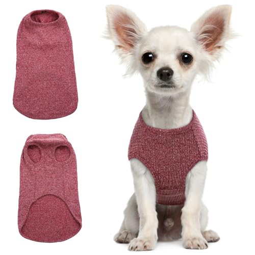 Hjumarayan Hundepullover Kleine Hunde - Dünn Hunde Pullover Waschbar Hundepulli Elastisch Pullover Hund Gestreifte Hunde Shirt Hunde Pullis für Chihuahua Yorkshire Terrier (Rot XS) von Hjumarayan