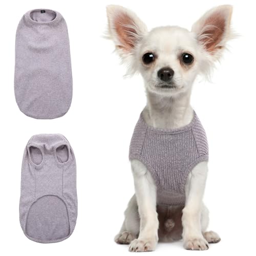 Hjumarayan Hundepullover - Dünn, Waschbar, Elastisch, Gestreift für Kleine Hunde Wie Chihuahua, Yorkshire Terrier (Grau XXS) von Hjumarayan