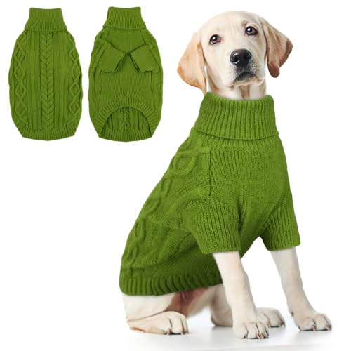 Hjumarayan Hundepullover - Schlicht & Elegant Pullover Hund Warme Hundepullover Mittelgroße Hunde mit Loch für Leine Schöner Hundepulli mit Beinen für Französische Bulldogge (Grün XXL) von Hjumarayan