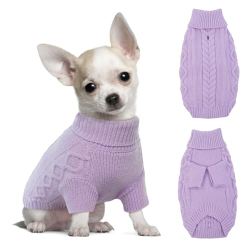 Hjumarayan Hundepullover - Warme Hunde Pullover Schlicht & Elegant Hundepullover Kleine Hunde mit Beinen Schöner Hundepulli mit Geschirr Öffnung Hunde Pullis für Chihuahua (Lila XS) von Hjumarayan