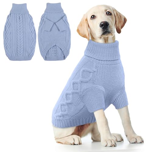 Hjumarayan Hundepullover Grosse Hunde - Hundepullover mit Geschirrloch Pullover Hund Warme Strickpullover Hundepulli Winter Hundepulli mit Beinen Pullover für Große Hunde (Blau XL) von Hjumarayan