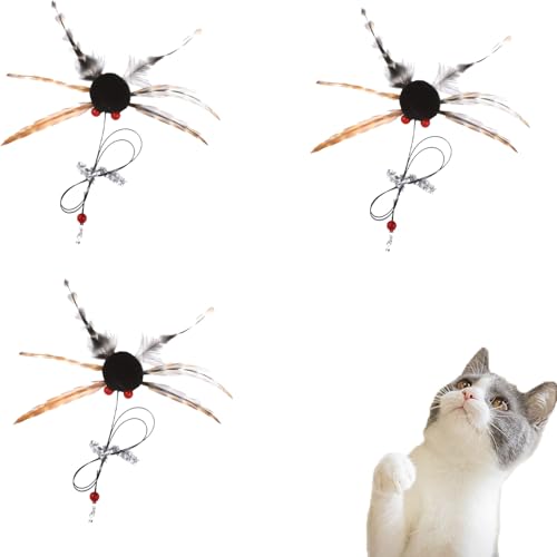 Hjvvr 3 x Katzenspielzeug, Katzenfeder-Spielzeug, simulierte Insekten, Katzenspielzeug für Haustiere und Katzen Hjvvr 3 x Katzenspielzeug, Katzenfeder-Spielzeug, simulierte Insekten, Katzenspielzeug für Haustiere und Katzen von Hjvvr