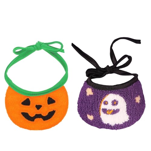 Hjvvr Halloween-Katzenhalsband, 2 Stück, Geist und Kürbis, niedliches Halsband für Kätzchen, Welpen von Hjvvr