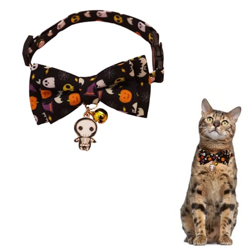 Hjvvr Halloween-Katzenhalsband, Totenkopf-Anhänger, Katzenhalsband, niedliches Halsband für Kätzchen, Welpen von Hjvvr