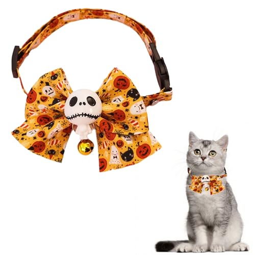 Hjvvr Halloween-Katzenhalsband, weißes Totenkopf-Katzenhalsband, Breakaway-Halsband für Kätzchen, Welpen von Hjvvr