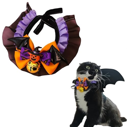 Hjvvr Halloween Kürbis Katzenschal, Breakaway süßer Schal für Kätzchen und Welpen von Hjvvr