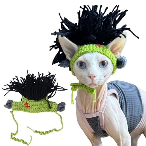 Hjvvr Katzenhut mit Dreadlocks – Haustier-Woll-Strickmütze, Perücke, haarlos, für Cosplay, Kopfbedeckung für Welpen Hjvvr Katzenhut mit Dreadlocks – Haustier-Woll-Strickmütze, Perücke, haarlos, für Cosplay, Kopfbedeckung für Welpen von Hjvvr