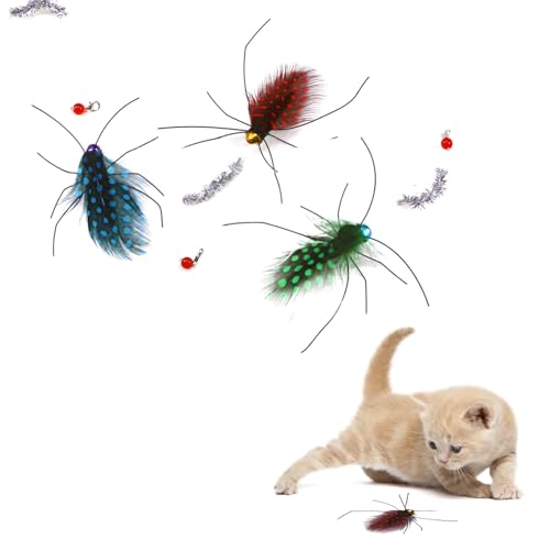 Hjvvr Katzenstab-Spielzeug, 3 Stück, Insekten-Nachbildung, Katzenspielzeug, Teaser-Zauberstab-Aufsatz, Federstraßen-Nachfüllung für Indoor-Kätzchen Hjvvr Katzenstab-Spielzeug, 3 Stück, Insekten-Nachbildung, Katzenspielzeug, Teaser-Zauberstab-Aufsatz, Federstraßen-Nachfüllung für Indoor-Kätzchen von Hjvvr