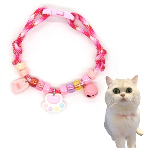 Hjvvr Reflektierendes Katzenhalsband mit Glöckchen, Schnellverschluss, verstellbar, passend für alle Katzen, Krallenrosa Hjvvr Reflektierendes Katzenhalsband mit Glöckchen, Schnellverschluss, verstellbar, passend für alle Katzen, Krallenrosa von Hjvvr
