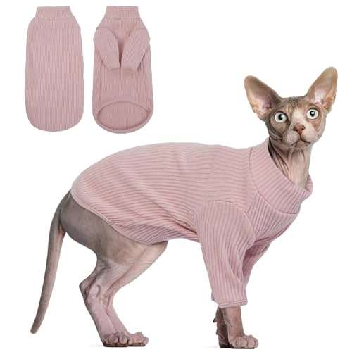 Haarlose Katzen-Weste Rollkragenpullover, atmungsaktiv, entzückende Katzenbekleidung, Pullover Kätzchen-T-Shirts mit Ärmeln, Katzen-Pyjama Jumpsuit für Sphynx, Cornish Rex, Devon Rex, Peterbalg von Hjyokuso