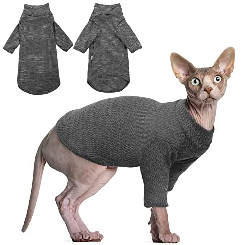 Haarlose Katzen-Weste Rollkragenpullover, atmungsaktiv, entzückende Katzenbekleidung, Pullover Kätzchen-T-Shirts mit Ärmeln, Katzen-Pyjama Jumpsuit für Sphynx, Cornish Rex, Devon Rex, Peterbalg von Hjyokuso