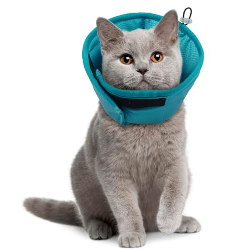 Hjyokuso Halskrause Katze, Katzen Halskrause Nach Op, Halskragen Katze Weich, Leichtgewicht Katzenkragen Für Katzen, Nach Op Und Verletzungen, Verhindert Lecken Von Wunden, Atmungsaktives (Rosa, S) von Hjyokuso