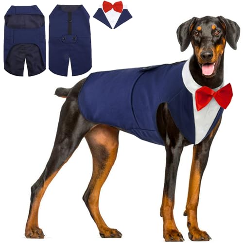 Hjyokuso Hund Smoking Anzug & Bandana Set, Hund Hochzeit Anzug, Hundekostüm für Kleine, Mittlere und Große Hunde, Hundekleidung für Hochzeit, Geburtstage, Partys, Weihnachten und Halloween - Blau XL Hjyokuso Hund Smoking Anzug & Bandana Set, Hund Hochzeit Anzug, Hundekostüm für Kleine, Mittlere und Große Hunde, Hundekleidung für Hochzeit, Geburtstage, Partys, Weihnachten und Halloween - Blau XL von Hjyokuso