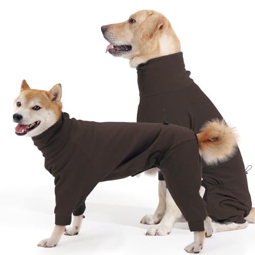 Hjyokuso Hunde-Pyjama mit Beinen – Weicher Stretch-Fleece-Pullover für den Winter mit Leinenzugang – Gemütlicher Hundepullover für kleine Hunde von Hjyokuso