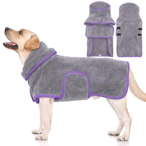 Hjyokuso Hundebademantel, Hund Bademantel Für Kleine Mittelgroße Große Hunde, Hundehandtuch Extra Saugfähig, Mikrofaser Handtuch Für Hunde, Hundemantel Mit Klettverschluss Und Verstellbaren Bänder Hjyokuso Hundebademantel, Hund Bademantel Für Kleine Mittelgroße Große Hunde, Hundehandtuch Extra Saugfähig, Mikrofaser Handtuch Für Hunde, Hundemantel Mit Klettverschluss Und Verstellbaren Bänder von Hjyokuso