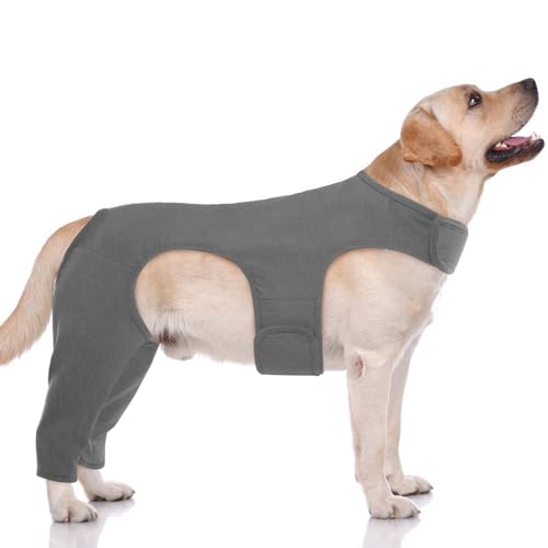 Hjyokuso Hundebody Nach Op Mit Bein, Wundschutzanzüge, Hinterbeinschutz, Anti-Wundlecken Body, E-Kragen Alternative, Schenkelschutz Bodysuit von Hjyokuso