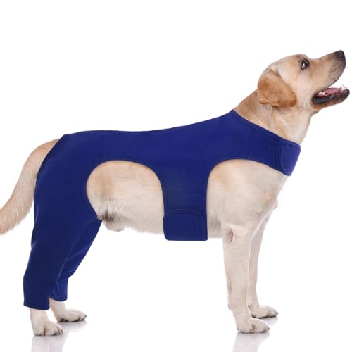 Hjyokuso Hundebody Nach Op Mit Bein, Wundschutzanzüge, Hinterbeinschutz, Anti-Wundlecken Body, E-Kragen Alternative, Schenkelschutz Bodysuit von Hjyokuso