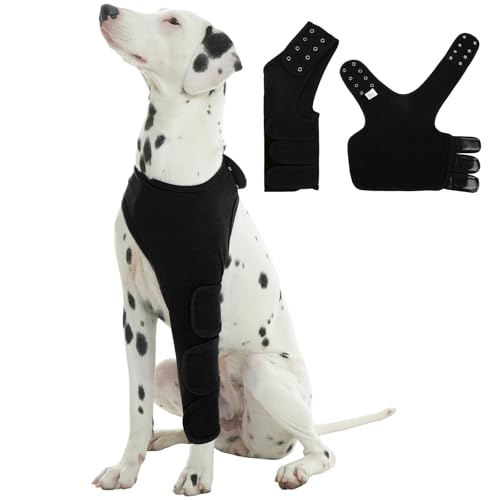 Hjyokuso Hund Schutzanzug für Links Vorderbein, Ellbogenschoner, Wundschutz, Erholung, Schwarz, XL von Hjyokuso