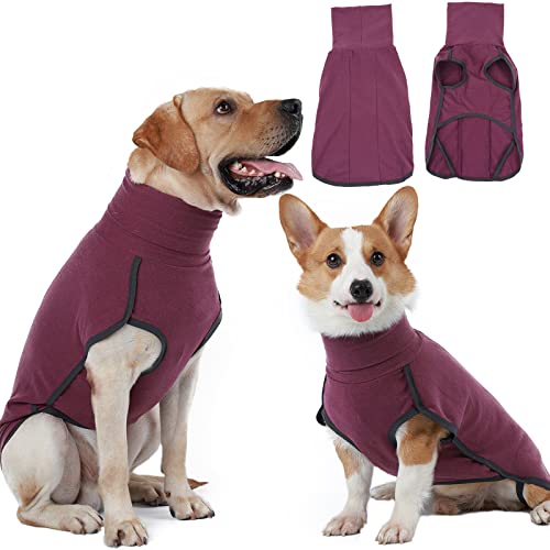 Hjyokuso hundepullover, hundemantel Fleece, Pullover Hund, Hunde Pullover für kleine mittelgroße große Hund, Warmer und Leichter hundepulli, wintermantel Hund, Outdoor hundemantel,hundejacke -Weinrot von Hjyokuso