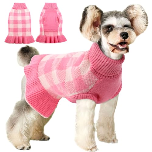 Hjyokuso Hundepullover, Hundemantel, Sweater Gestrickter Pullover für Kleine Hunde, hundepullover mittelgroße Hunde, Hunde Pullover Katzenpullover für Herbst Winter(Rosa XL) von Hjyokuso