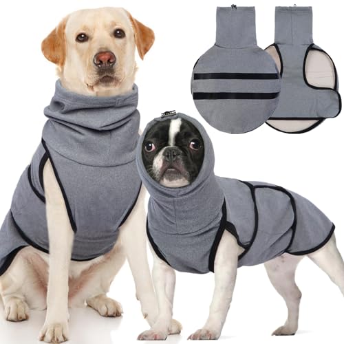 Hjyokuso Hundepullover Mit Beruhigender Kapuze und Ohrenschutz, Hundemantel Für Kleine, Mittelgroße und Große Hunde, Beruhigungsweste Für Ängstliche Hunde von Hjyokuso