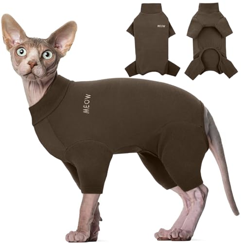 Hjyokuso Katzenbekleidung, Katzenpullover, Sphynx Pullover Mit Vier Beinen, Katzenbody Nach Op, Katzen Kleidung, Pullover Für Katzen, One Piece Pullover Für Sphynx,Cornish Rex,Devon Rex,Peterbal von Hjyokuso