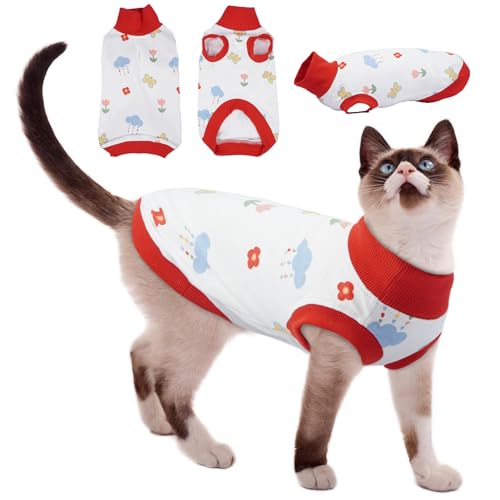 Hjyokuso Katzenbekleidung Katzenpullover Aus Baumwolle - Bequem, Für Empfindliche Haut, Ohne Ärmel - Hautschutz, Reduziert Kratzen Und Reizungen - Rot, M Hjyokuso Katzenbekleidung Katzenpullover Aus Baumwolle - Bequem, Für Empfindliche Haut, Ohne Ärmel - Hautschutz, Reduziert Kratzen Und Reizungen - Rot, M von Hjyokuso