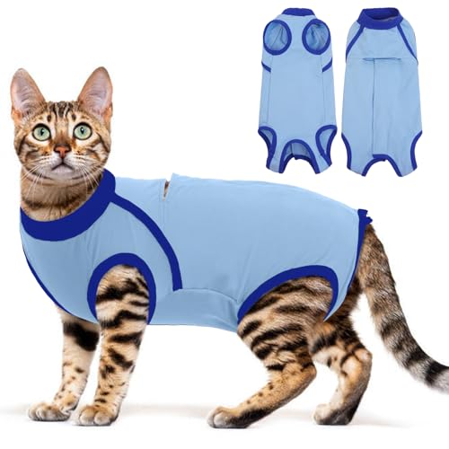 Hjyokuso Katzenbody Nach Op Größe XL, Katzenbody Baumwolle, Katzenbekleidung Für Katzen, Body Katze Nach Op Kastration, Weicher Erholungsanzug, OP-Schutzanzug, E-Halsband Alternative von Hjyokuso
