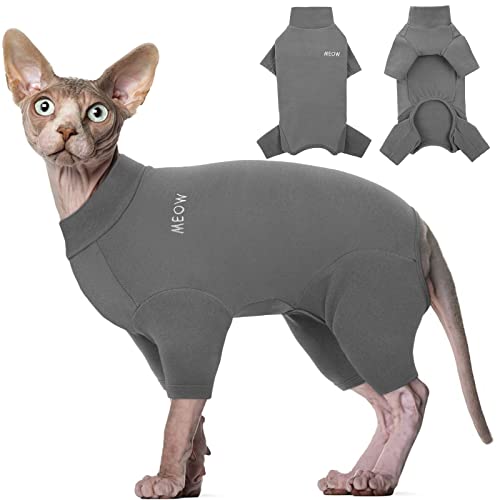 Hjyokuso Sphynx Katzen Kleidung, Katzenpullover, Atmungsaktive Weiche Pullover FüR Katzen, Katzenmantel Warm, Katzenbekleidung mit Vier Beinen, Katzen-Shirt für Sphynx,Cornish Rex,Devon Rex,Peterbald von Hjyokuso