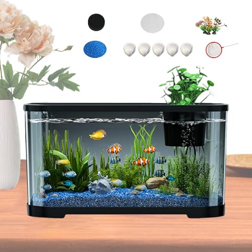 Hlagmix Aquarium Tank | Aquarium Set - Komplettset Mit Zubehör Für Anfänger Erwachsene Guppys Quallen Kampffische Zimmer Schreibtisch Deko von Hlagmix