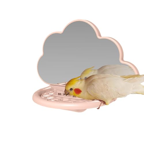 Hlagmix Sittich-Spielzeug-Spiegel, Nymphensittich-Spiegel für Käfig | Sittich Sitzstangen Vogelspielzeug | Vogelspiegel, Sittichspiegel mit Futternapf, Papageienbarsch-Vogelzubehör, Vogelkäfig-Zubehör von Hlagmix