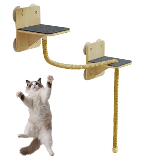 Hlagmix Wandmontiertes Katzenkletterregal - Platzsparendes Wandregal für Katzen mit Halterung - Natürlicher Kratzturm Mit Stufen Und Katzenspielzeug Für Innen Und Außenbereich Fenster Tür Und Zuhause Hlagmix Wandmontiertes Katzenkletterregal - Platzsparendes Wandregal für Katzen mit Halterung - Natürlicher Kratzturm Mit Stufen Und Katzenspielzeug Für Innen Und Außenbereich Fenster Tür Und Zuhause von Hlagmix