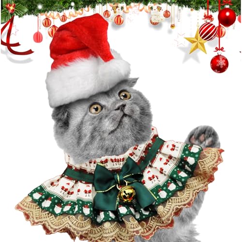 Hlagmix Weihnachts-Hundehalstücher,Hundehalstücher Weihnachten, Weiche, verstellbare Weihnachts-Hunde-Lätzchen, Hunde-Bandanas, Niedlicher, atmungsaktiver Haustierschal aus Spitze, wendbares von Hlagmix