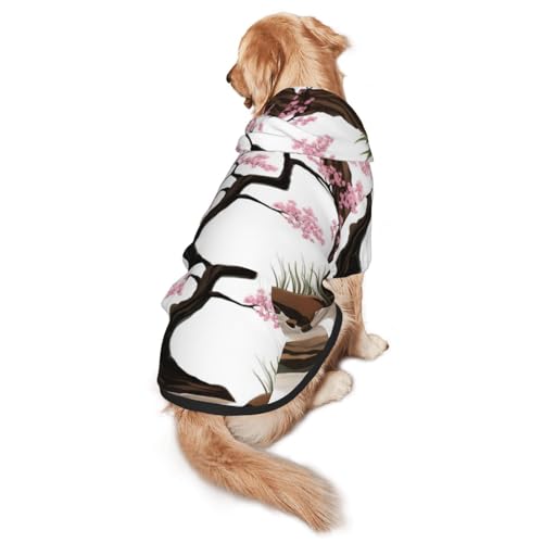 Arch Hunde-Kapuzenpullover mit rosa Blumen, für mittelgroße und große Hunde, weiche Polyester-Haustierkleidung, geeignet für alle Jahreszeiten von Hmbgfw