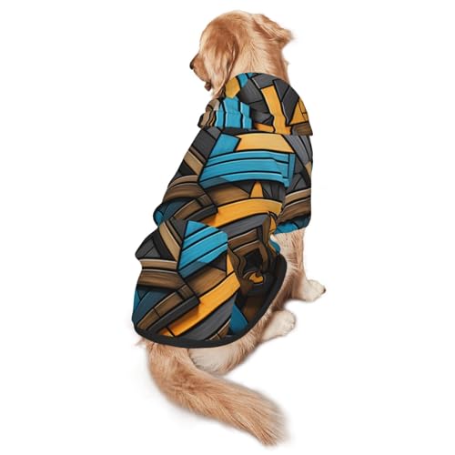 Baustein-Kombinations-Hunde-Kapuzenpullover für mittelgroße und große Hunde – weiche Polyester-Haustierkleidung, geeignet für alle Jahreszeiten von Hmbgfw